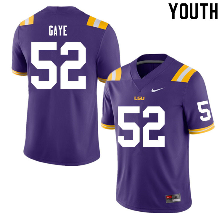 Youth #52 Ali Gaye LSU Tigers College Football Jerseys Sale-Purple
